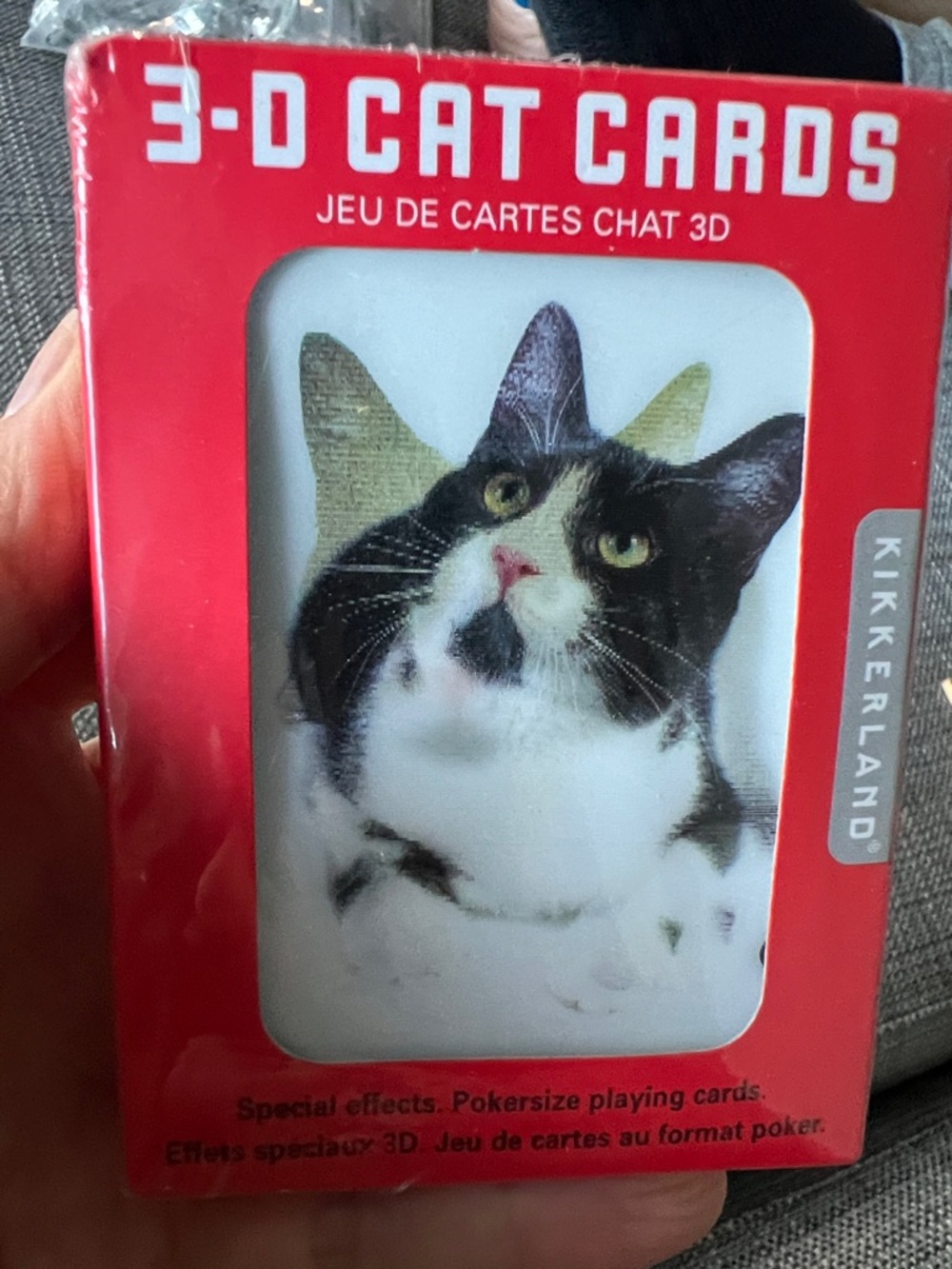 New KIKKERLAND 3D CAT PLAYING CARDS POKER SIZE CATS KITTENS SPECIAL EFFECTS 3-D